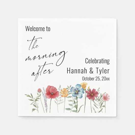 Kleurrijke Waterverf Wilde bloem na de ochtend Servet (Voorkant)