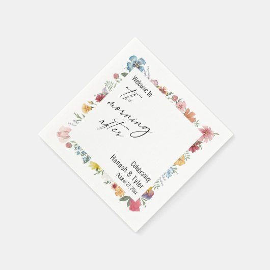 Kleurrijke Waterverf Wilde bloem na de ochtend Servet (Hoek)