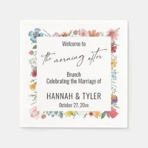 Kleurrijke Waterverf Wilde bloem na de ochtend Servet