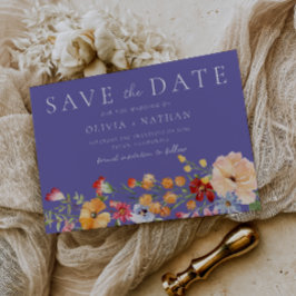 Kleurrijke Waterverf Wilde Bloem Paarse Huwelijk Save The Date