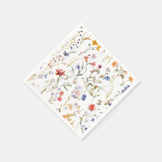 Kleurrijke waterverf wilde bloem servet (Hoek)