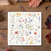 Kleurrijke waterverf wilde bloem servet