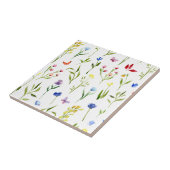 Kleurrijke Waterverf Wilde bloem Tegeltje (Zijkant)