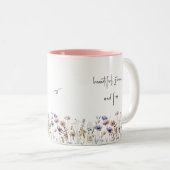 Kleurrijke Waterverf Wilde bloem Tweekleurige Koffiemok (Voorkant rechts)