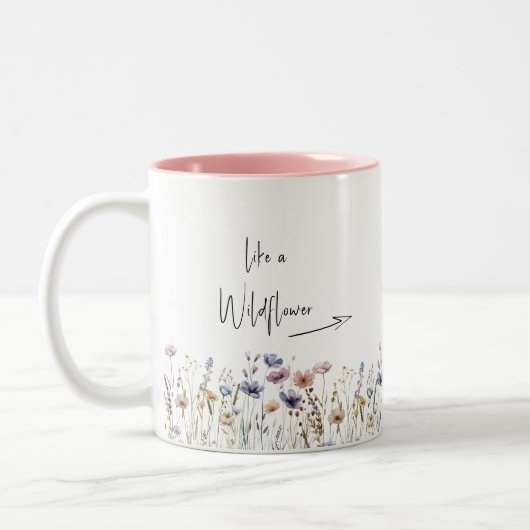 Kleurrijke Waterverf Wilde bloem Tweekleurige Koffiemok (Links)