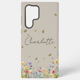Kleurrijke Waterverf Wilde Bloem & Vlinder Samsung Galaxy Hoesje