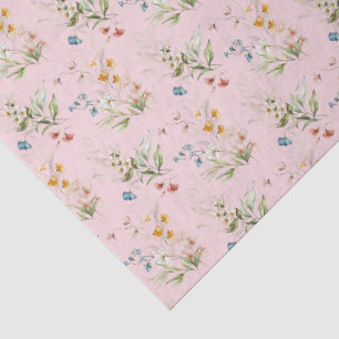 Kleurrijke Waterverf Wilde Bloemen 1600s Kunst Roz Tissuepapier