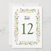 Kleurrijke waterverf Wilde Bloemen 5X7 Tafel Numme Kaart (Voorkant)