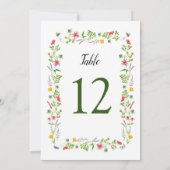 Kleurrijke waterverf Wilde Bloemen 5X7 Tafel Numme Kaart (Achterkant)