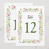 Kleurrijke waterverf Wilde Bloemen 5X7 Tafel Numme Kaart (Voorkant / Achterkant)