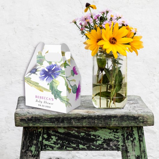 Kleurrijke waterverf wilde bloemen Baby shower Bedankdoosjes