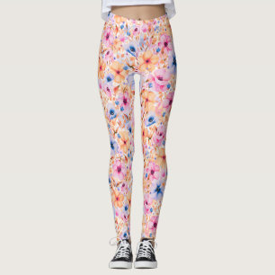 Kleurrijke Waterverf Wilde Bloemen Bloemmotief Leggings