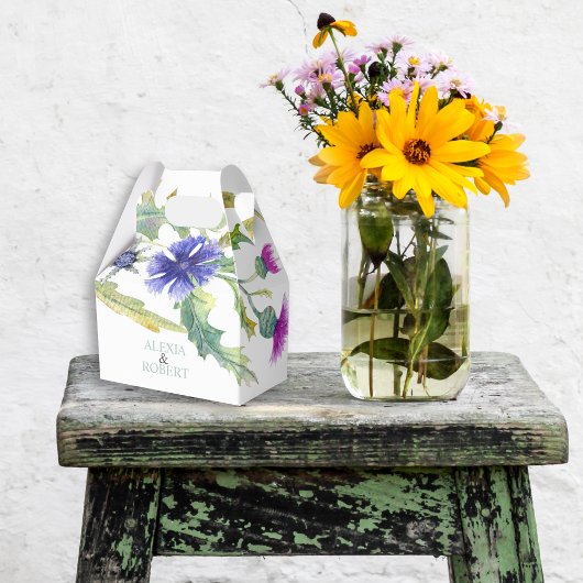 Kleurrijke waterverf wilde bloemen bruiloft bedankdoosjes