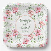 Kleurrijke Waterverf Wilde Bloemen Bruiloft Papieren Bordje (Voorkant)