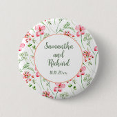 Kleurrijke Waterverf Wilde Bloemen Bruiloft Ronde Button 5,7 Cm (Voorkant)