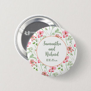 Kleurrijke Waterverf Wilde Bloemen Bruiloft Ronde Button 5,7 Cm