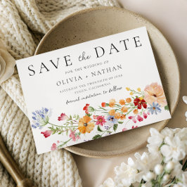 Kleurrijke Waterverf Wilde Bloemen Bruiloft Save The Date