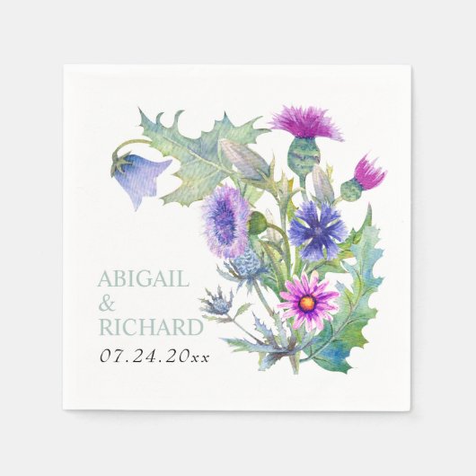 Kleurrijke waterverf wilde bloemen bruiloft servet (Voorkant)