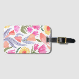 Kleurrijke Waterverf Wilde Bloemen | Handgeschilde Bagagelabel