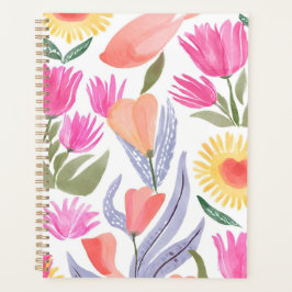 Kleurrijke Waterverf Wilde Bloemen | Handgeschilde Planner