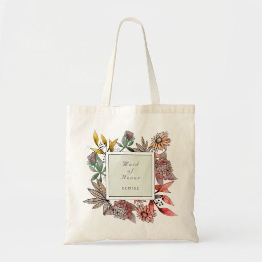 Kleurrijke waterverf wilde bloemen "Maid of Honor" Tote Bag (Voorkant)