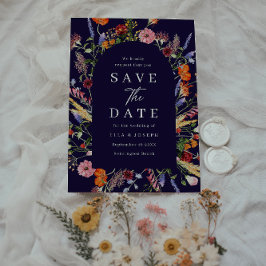 Kleurrijke Waterverf Wilde Bloemen Marine Huwelijk Save The Date