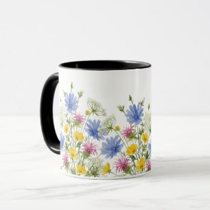 Kleurrijke Waterverf Wilde Bloemen Mok