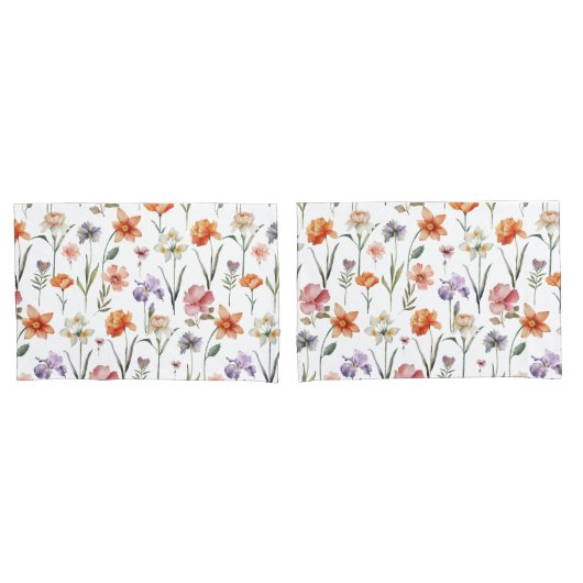 Kleurrijke Waterverf Wilde bloemen Patroon Kussensloop (Voorkant-Set)