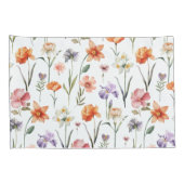 Kleurrijke Waterverf Wilde bloemen Patroon Kussensloop (Achterkant-Rechts)