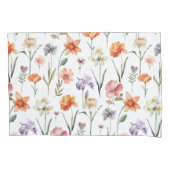 Kleurrijke Waterverf Wilde bloemen Patroon Kussensloop (Voorkant-Links)