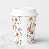 Kleurrijke Waterverf Wilde bloemen Patroon Papieren Bekers (Links)