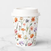Kleurrijke Waterverf Wilde bloemen Patroon Papieren Bekers (Achterkant)