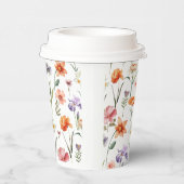 Kleurrijke Waterverf Wilde bloemen Patroon Papieren Bekers (Rechts)