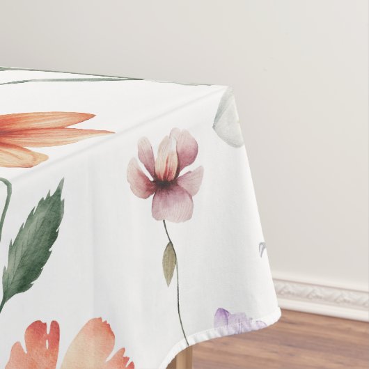 Kleurrijke Waterverf Wilde bloemen Patroon Tafelkleed (Voorbeeld)