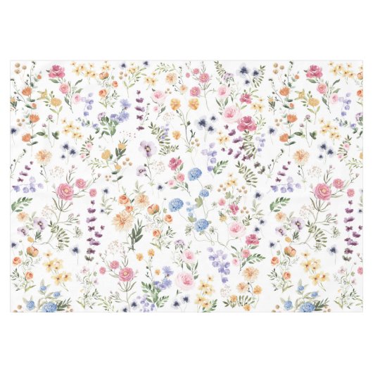 Kleurrijke Waterverf Wilde bloemen Tuin Tafelkleed (Voorkant (Horizontaal))