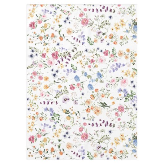 Kleurrijke Waterverf Wilde bloemen Tuin Tafelkleed (Voorkant)