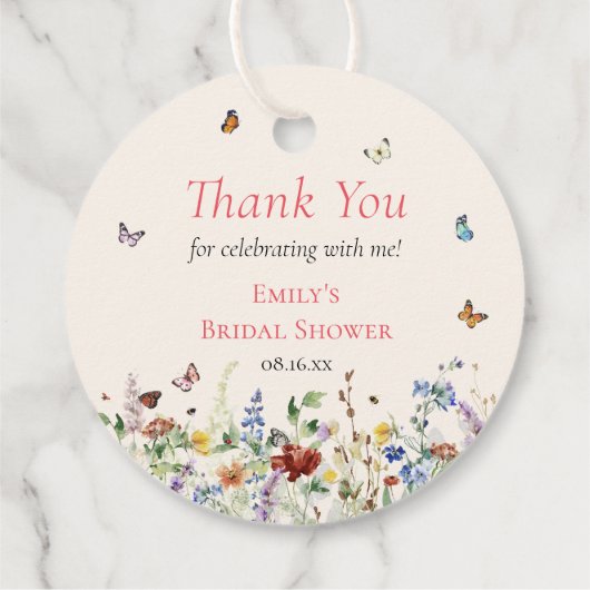 Kleurrijke Waterverf Wilde Bloemen & Vlinders Bedankjes Labels (Achterkant)