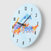 Kleurrijke Waterverf Wilde Dierbeslag die vrij ron Grote Klok (Hoek)