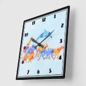 Kleurrijke Waterverf Wilde Dierbeslag die vrij ron Vierkante Klok (Hoek)