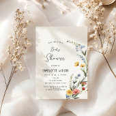 Kleurrijke Waterverf Wildflower Baby Meisje Douche Kaart