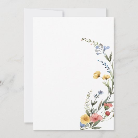 Kleurrijke Waterverf Wildflower Baby Meisje Douche Kaart (Achterkant)