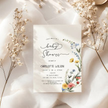 Kleurrijke Waterverf Wildflower Baby shower