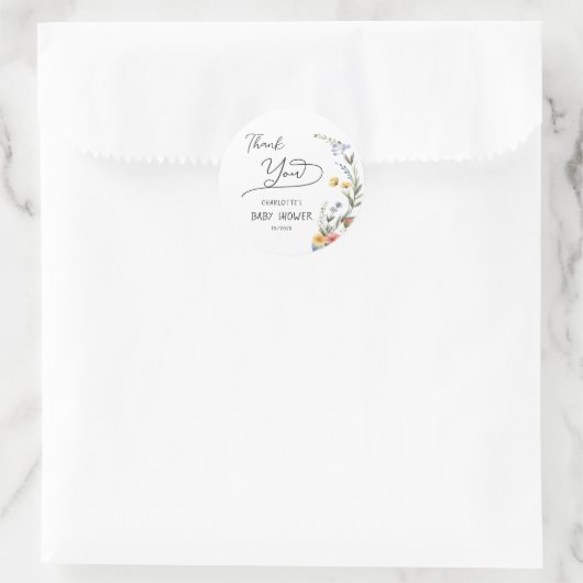 Kleurrijke Waterverf Wildflower Baby shower Ronde Sticker (Tas)