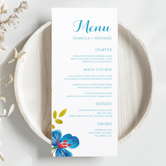 Kleurrijke Waterverf Wildflower Bloemen Wedding Me Menu