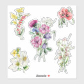 Kleurrijke Waterverf Wildflower Bouquets Sticker (Vel)