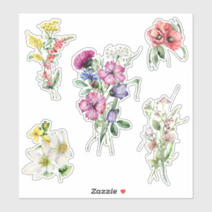 Kleurrijke Waterverf Wildflower Bouquets Sticker