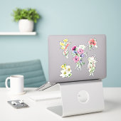 Kleurrijke Waterverf Wildflower Bouquets Sticker (Laptop op bureau)