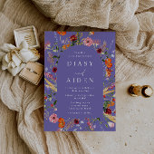 Kleurrijke Waterverf Wildflower bruiloft Kaart