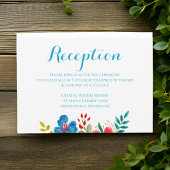 Kleurrijke Waterverf Wildflower bruiloft receptie Informatiekaartje