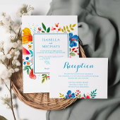 Kleurrijke Waterverf Wildflower bruiloft receptie Informatiekaartje